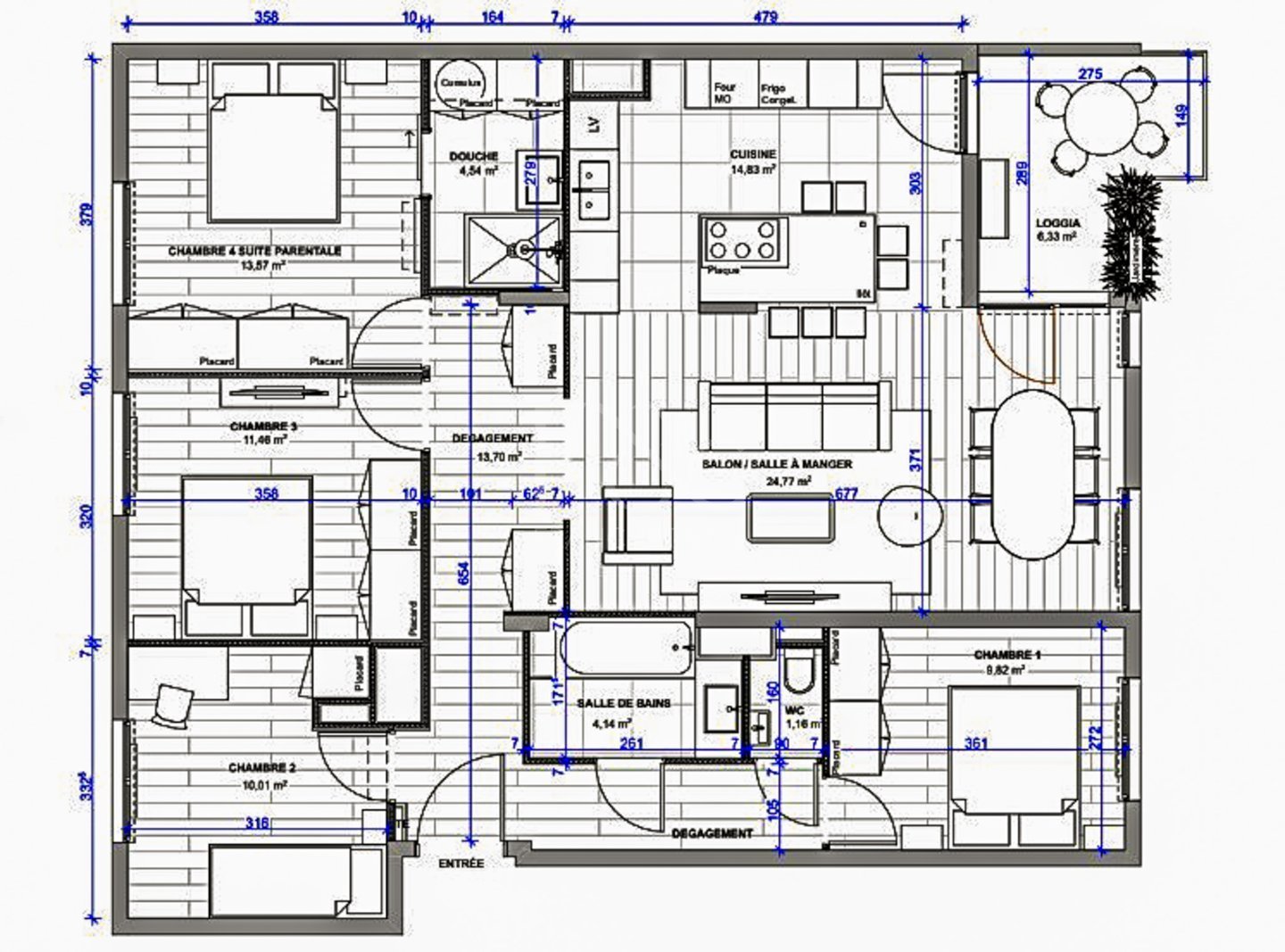Appartement de type 5 de 108 m�
